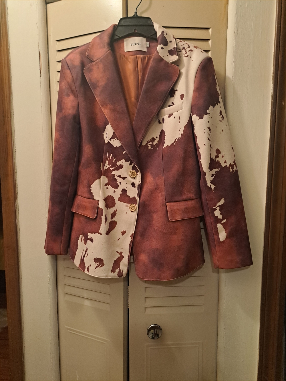 Cowhide Print Blazer Jacket in Brown & Cream New Condition